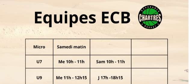 Planning Entraînements Equipes ECB 2026-2027