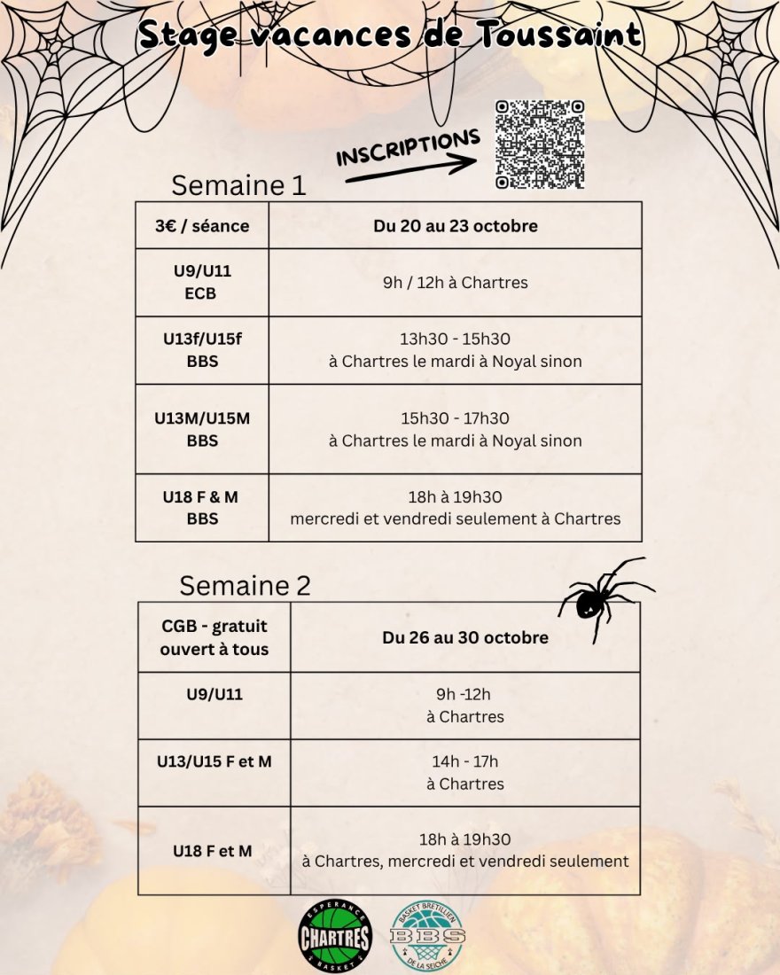Stages des vacances de la Toussaint